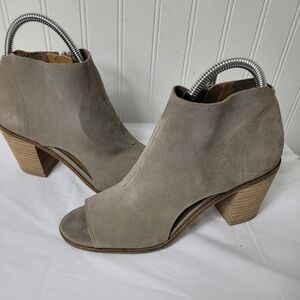 Lucky Brand open toe booties, Tan Leather Upper Women's 8.5